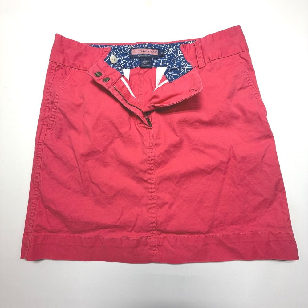 Vineyard Vines Pink Chino Skirt Women's 8 Cotton‎ Stretch Casual Prep